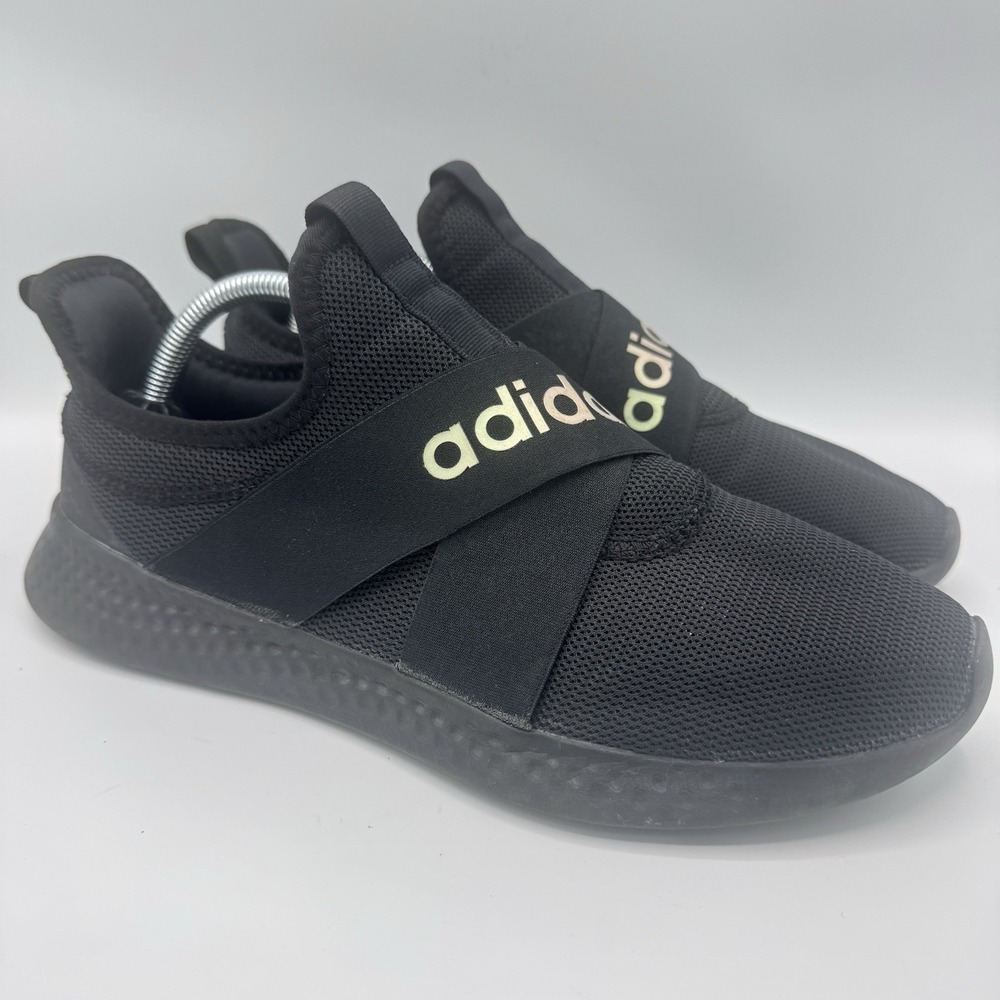 Adidas Slip On Sneakers Mens 11 Black Athletic Running Shoes Comfort Stretch
